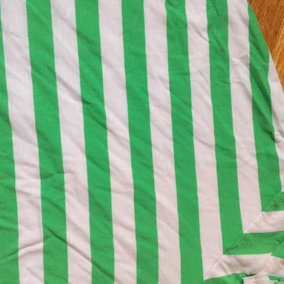 Bright Green White Striped Ruffle Vneck Dress L - Picture 3 of 7